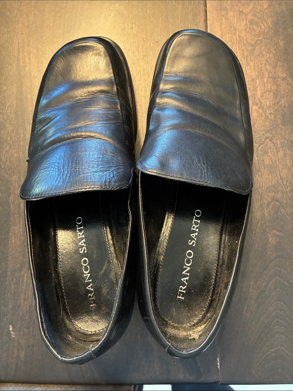 Franco Sarto Black Leather Slip-On Loafers